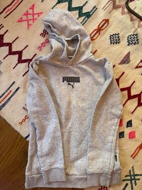 Puma Gray Kids Hoodie with Black Logo